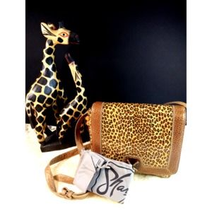 Sharif Patent Leather Leopard Shoulder Bag Vintage